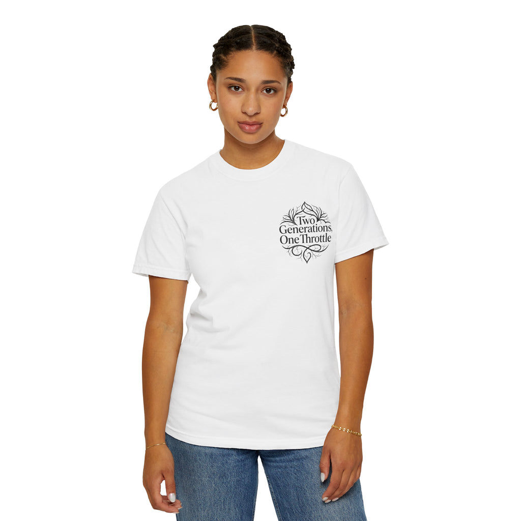 Two Generations One Throttle T-Shirt — Vintage Motorcycle Family Tee