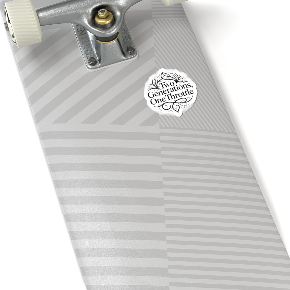 Two Generations, One Throttle Kiss-Cut Sticker — Motorcycle Vintage Script Decal