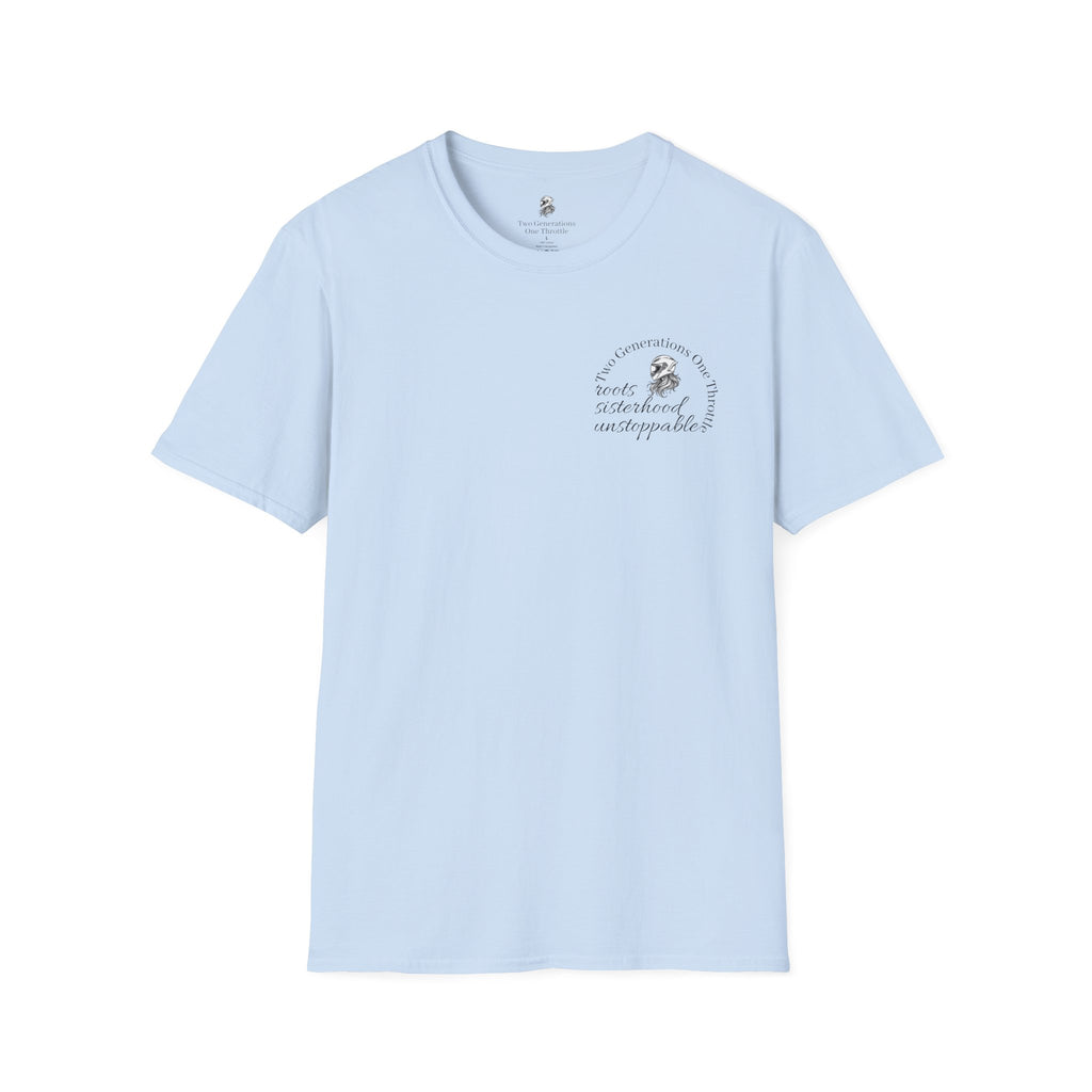 Two Generations One Throttle T-Shirt | Motorcycle Mom Daughter Gift | Women Who Ride Tee | Biker Sisterhood Graphic Shirt | Passed Down Not Slowed Down