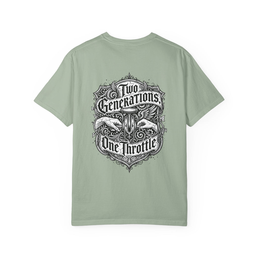 Two Generations One Throttle T-Shirt — Vintage Motorcycle Family Tee