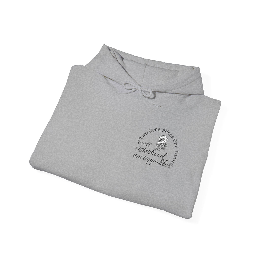 Two Generations One Throttle Hoodie | Motorcycle Mom Daughter Gift | Women Who Ride Sweatshirt | Biker Sisterhood Apparel | Passed Down Not Slowed Down