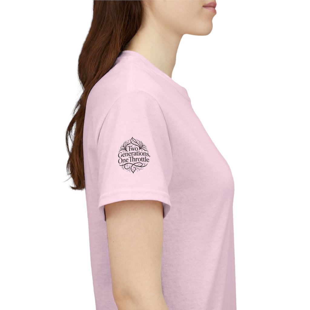 Motorcycle Tee — "Two Generations One Throttle" Vintage Rider T-Shirt