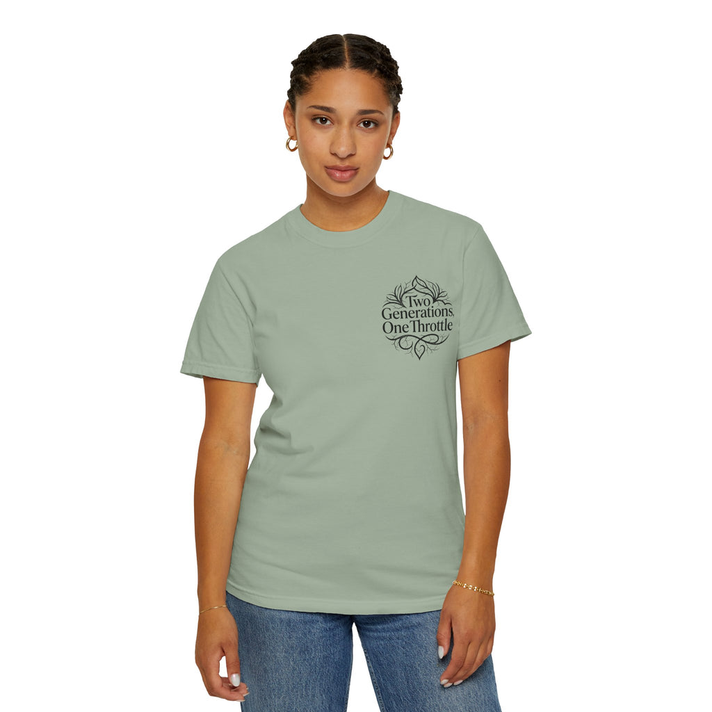 Two Generations One Throttle T-Shirt — Vintage Motorcycle Family Tee