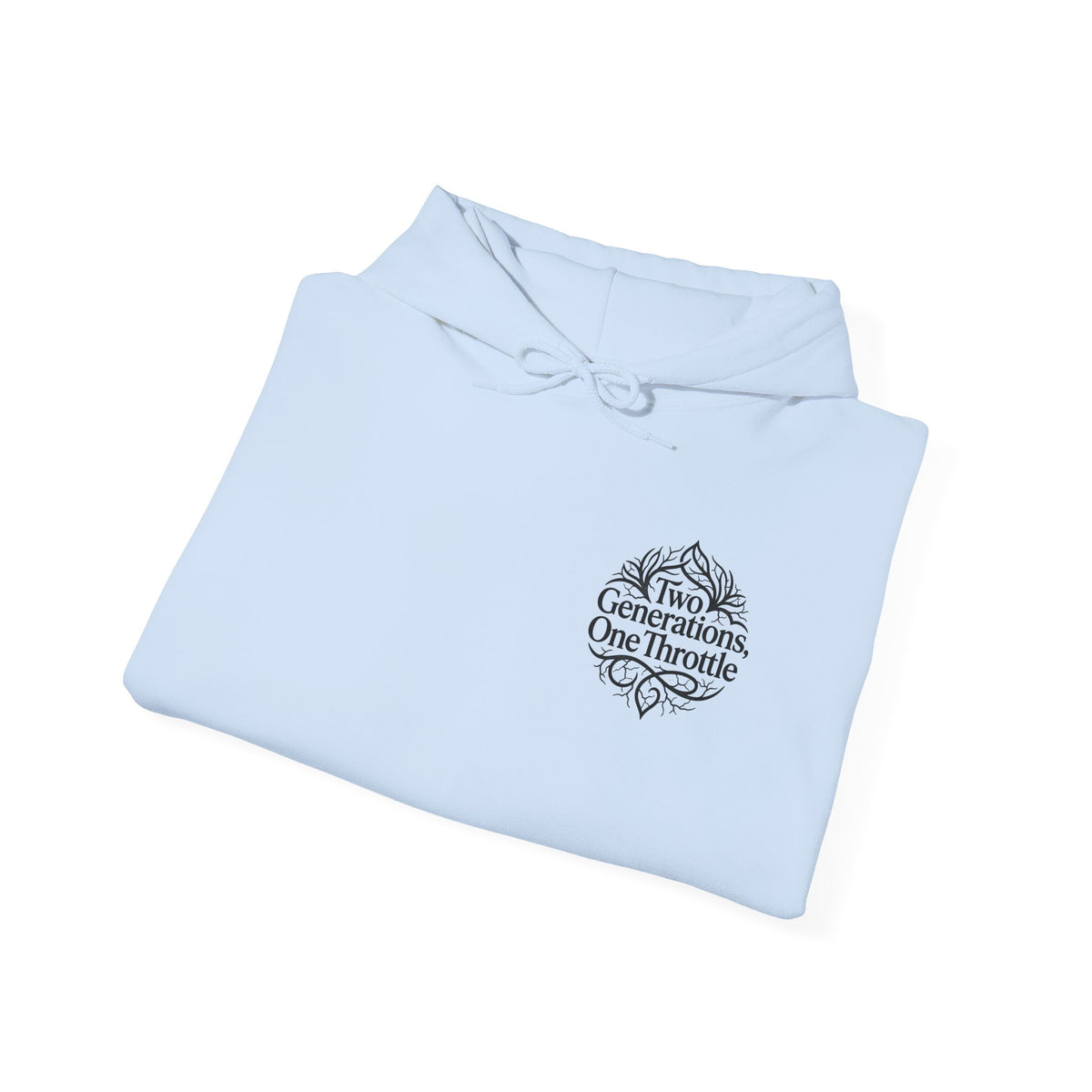 Hoodie — "Two Generations, One Throttle" Vintage Motorcycle Chest Logo