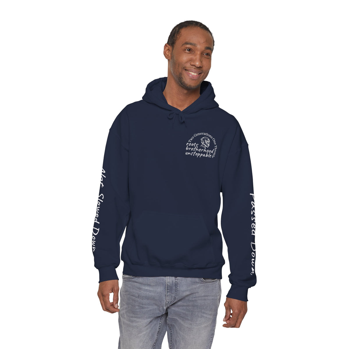 Momentum Hoodie | Motorcycle Brotherhood Sweatshirt | Passed Down Never Slowed Down | Biker Dad Son Gift | Men's Moto Streetwear Hoodie