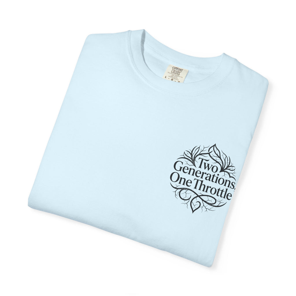 Two Generations One Throttle T-Shirt — Vintage Motorcycle Family Tee