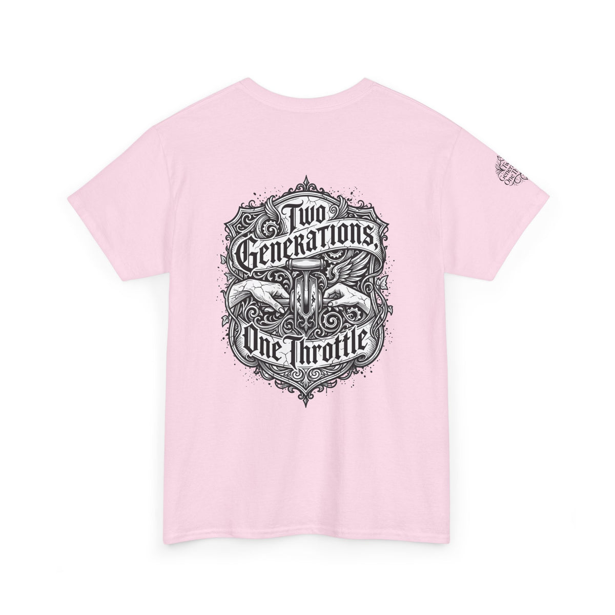 Motorcycle Tee — "Two Generations One Throttle" Vintage Rider T-Shirt