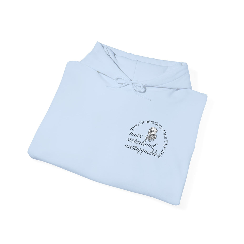 Two Generations One Throttle Hoodie | Motorcycle Mom Daughter Gift | Women Who Ride Sweatshirt | Biker Sisterhood Apparel | Passed Down Not Slowed Down