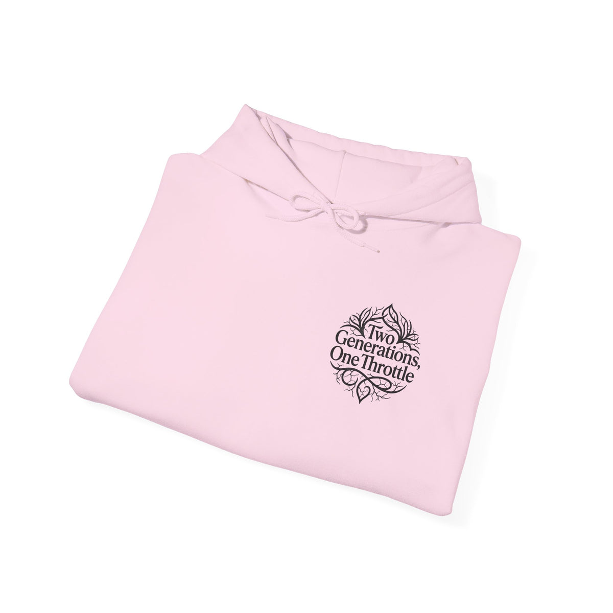 Hoodie — "Two Generations, One Throttle" Vintage Motorcycle Chest Logo