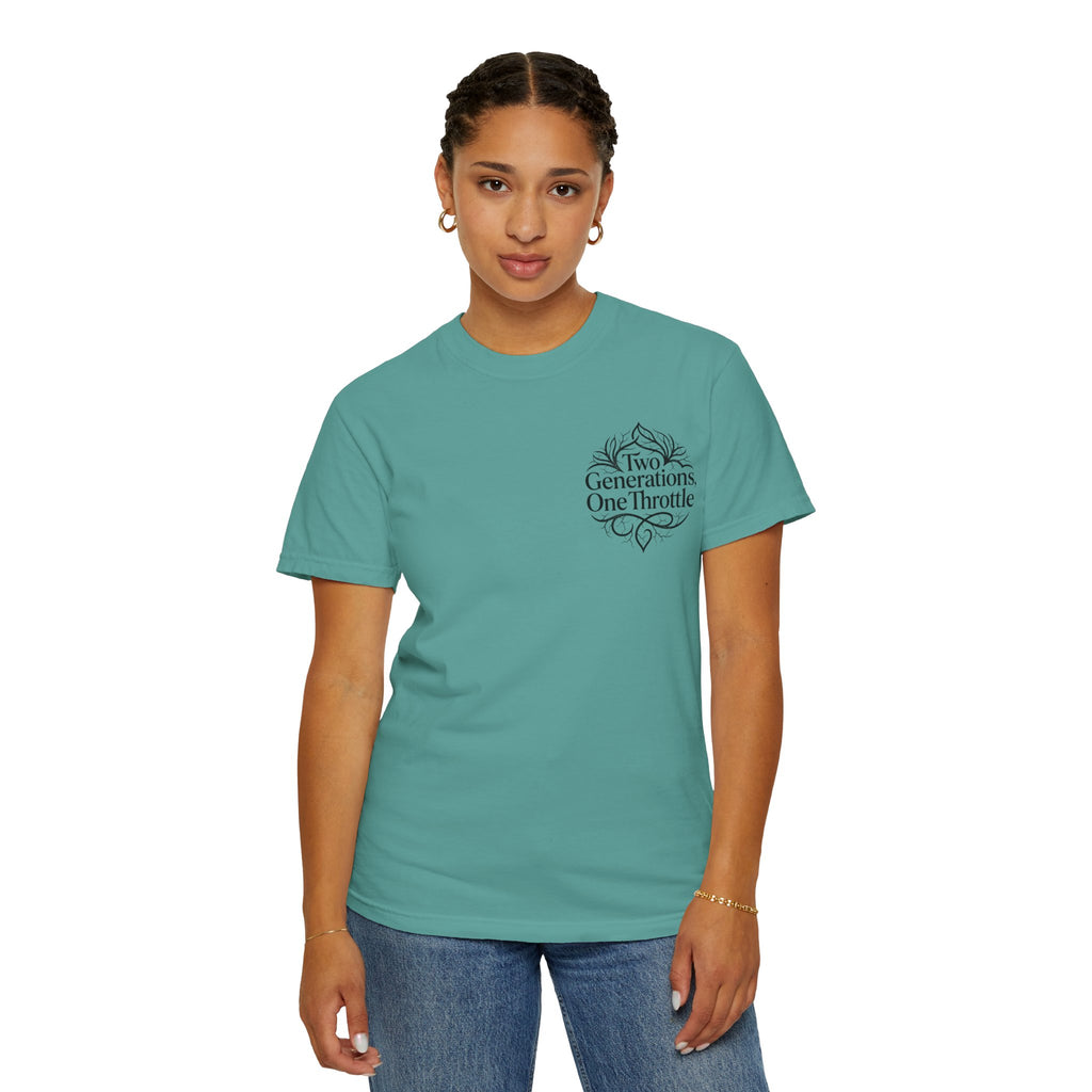 Two Generations One Throttle T-Shirt — Vintage Motorcycle Family Tee