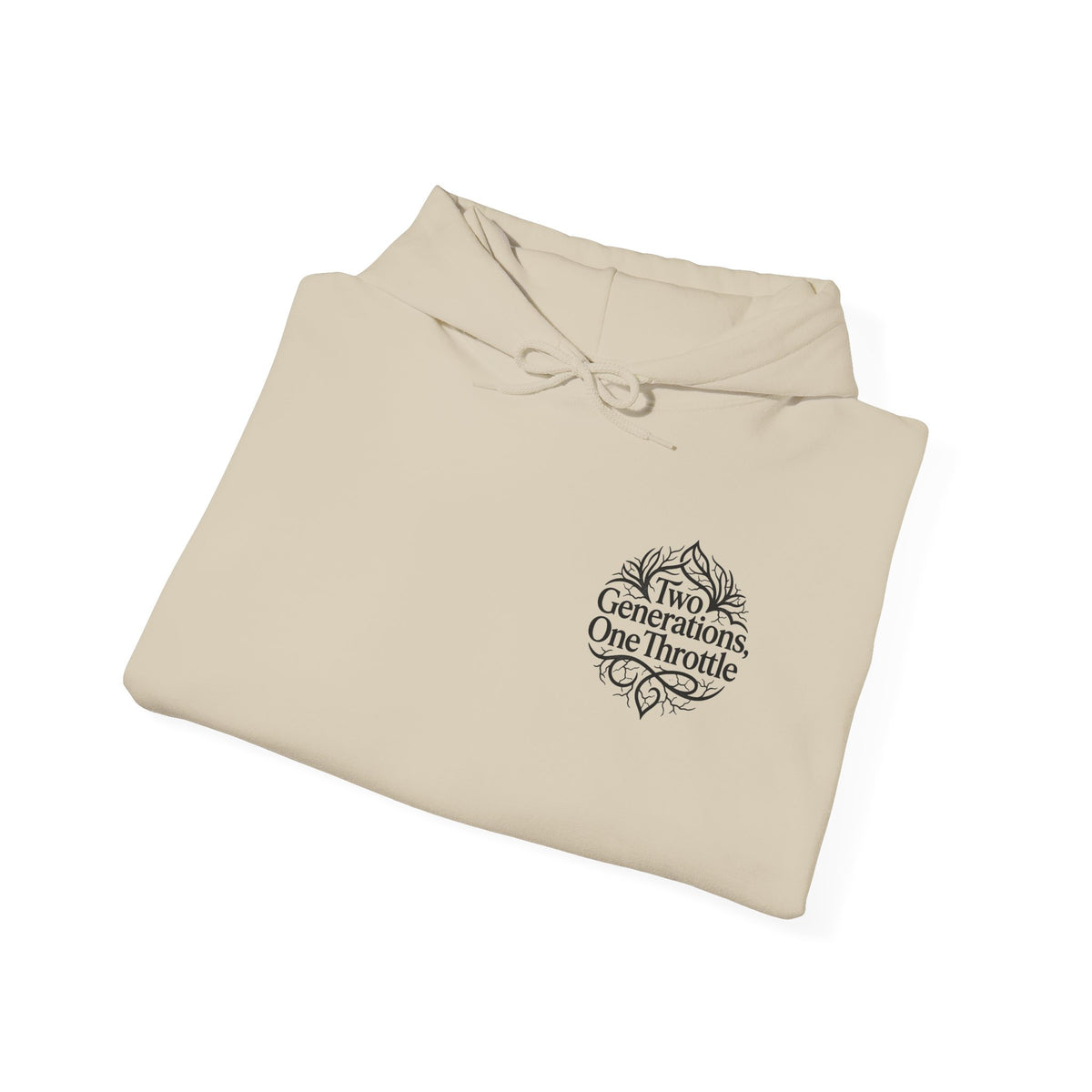 Hoodie — "Two Generations, One Throttle" Vintage Motorcycle Chest Logo