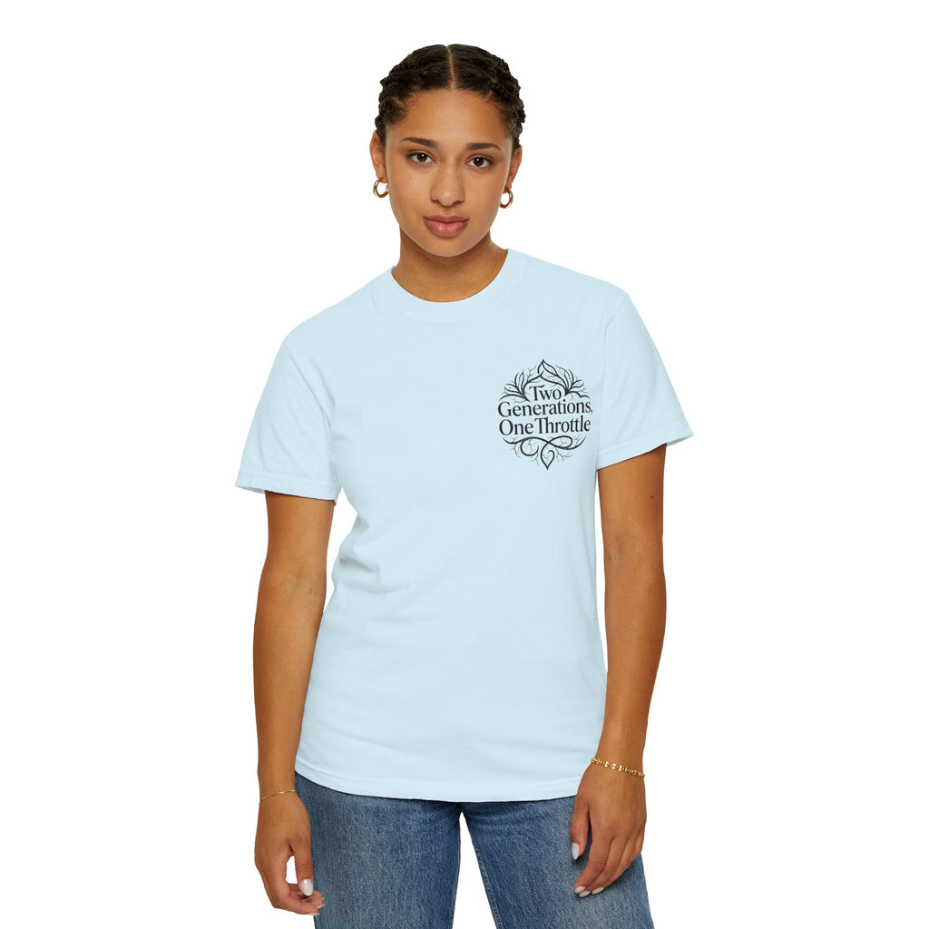 Two Generations One Throttle T-Shirt — Vintage Motorcycle Family Tee