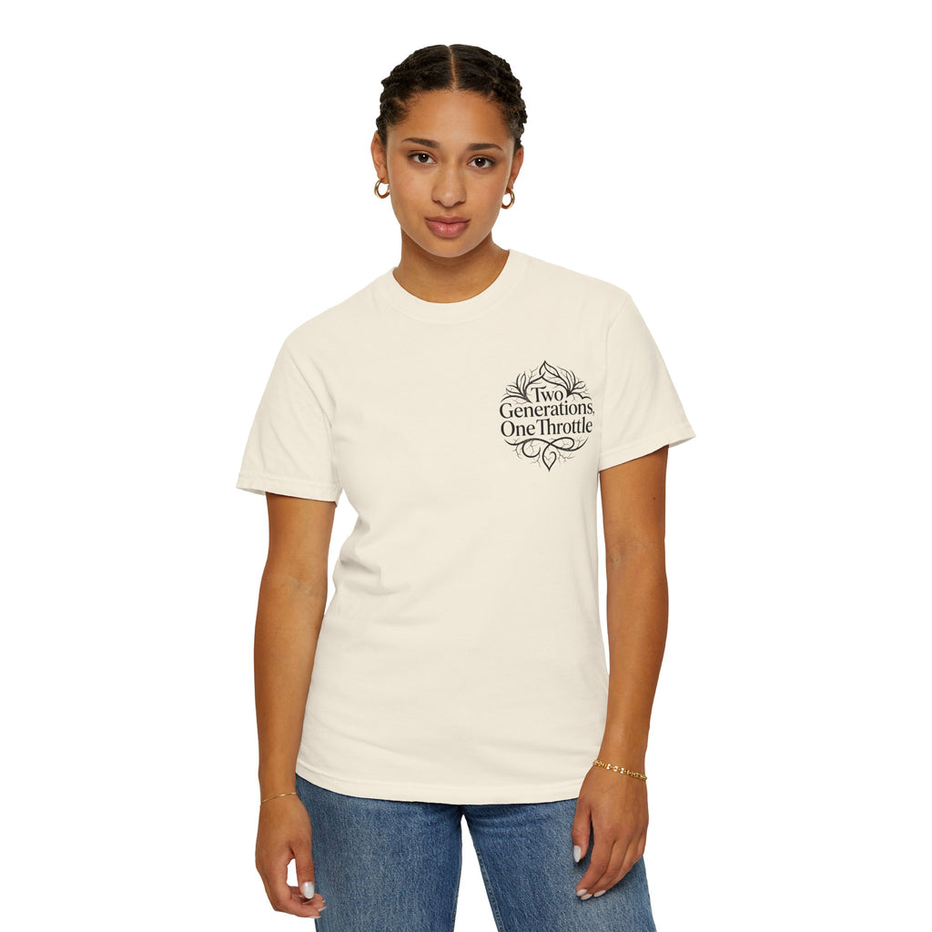Two Generations One Throttle T-Shirt — Vintage Motorcycle Family Tee