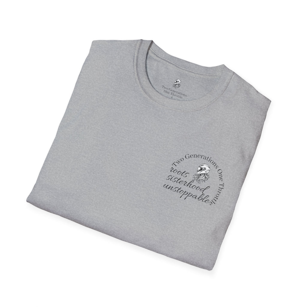 Two Generations One Throttle T-Shirt | Motorcycle Mom Daughter Gift | Women Who Ride Tee | Biker Sisterhood Graphic Shirt | Passed Down Not Slowed Down