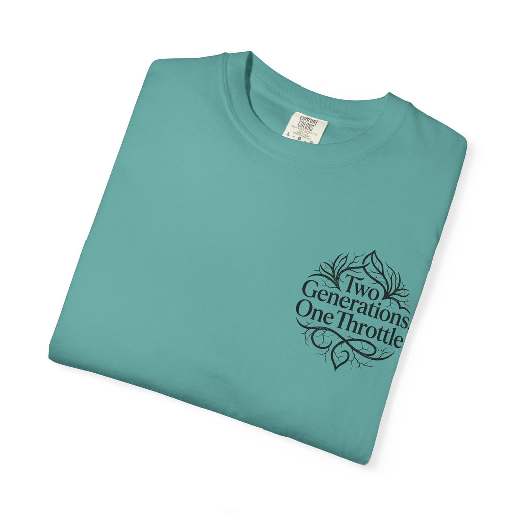 Two Generations One Throttle T-Shirt — Vintage Motorcycle Family Tee